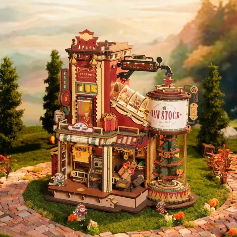 Detailed model of a factory with a scenic background