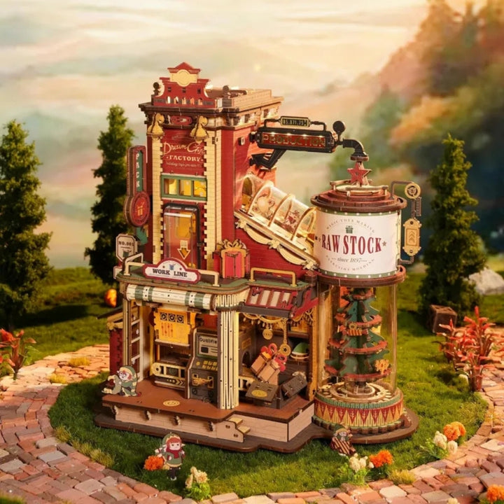 Detailed model of a factory with a scenic background