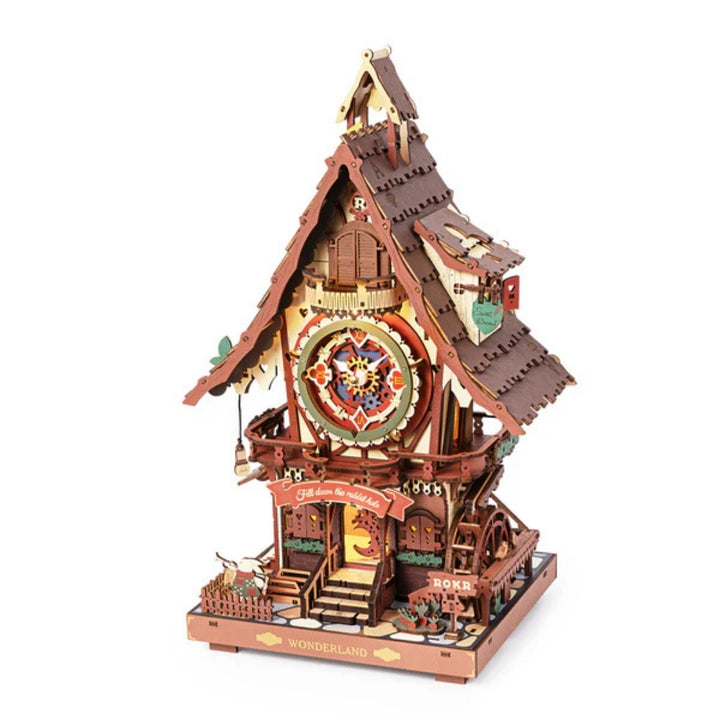 Detailed model of a clock tower with intricate design on a white background