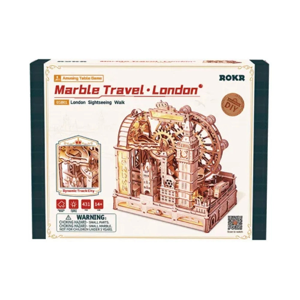 Marble Travel London toy set packaging with ROKR branding on a white background