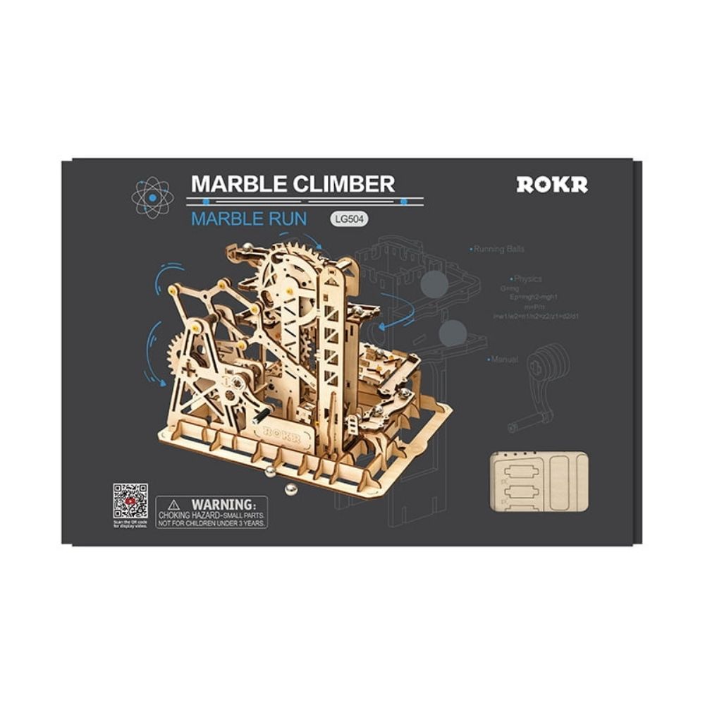 Marble climber toy set packaging with ROKR branding on a white background