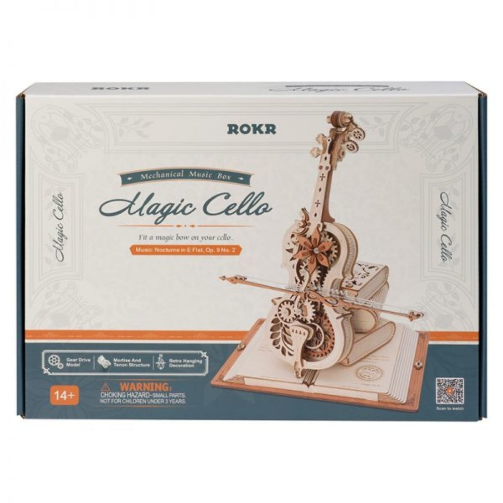 ROKR Magic Cello mechanical music box packaging on a white background