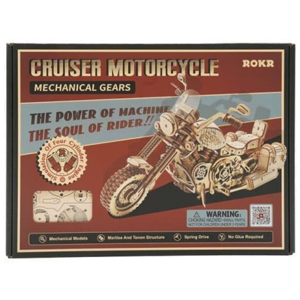 Box for a cruiser motorcycle mechanical model with ROKR branding
