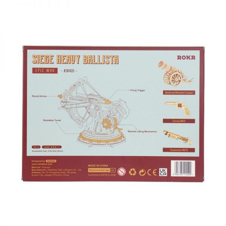 Box for a Siege Heavy Ballista model kit by ROKR on a white background