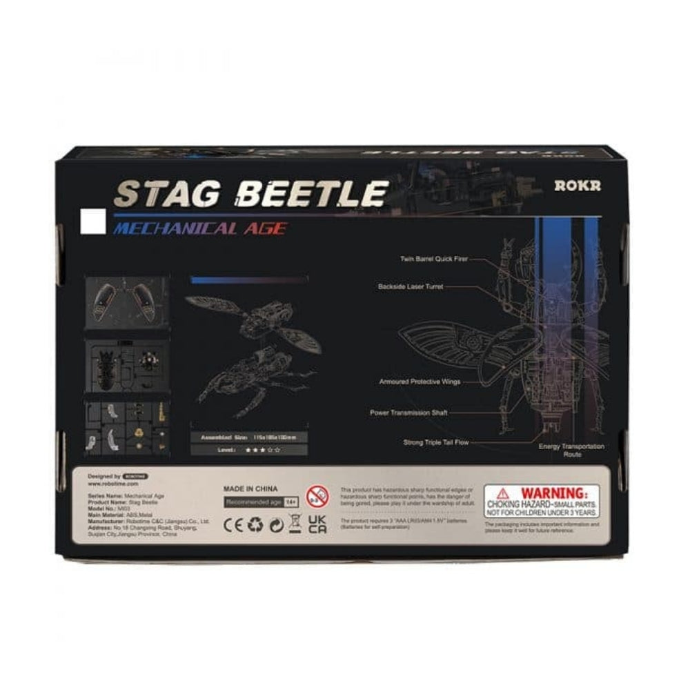 Box for ROKR Stag Beetle mechanical model on a white background