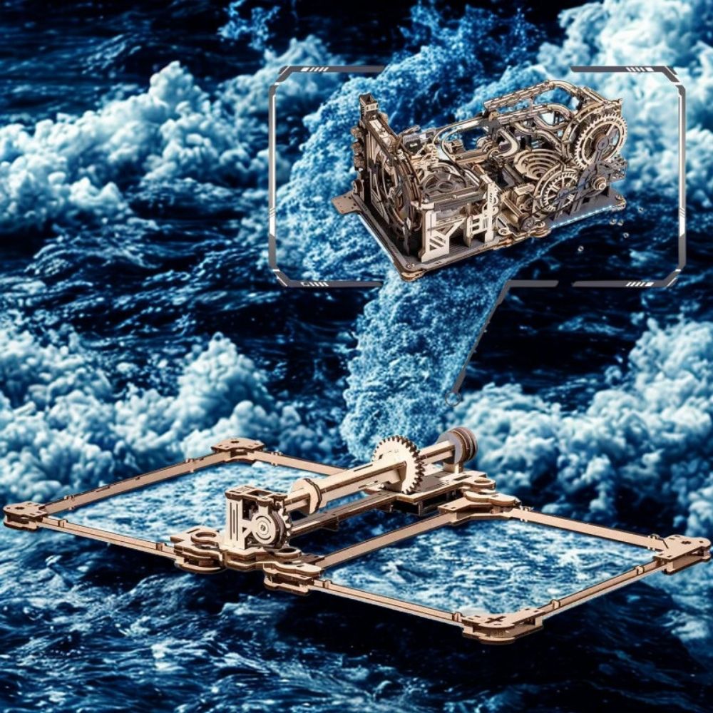 Mechanical model of a flying machine on a turbulent ocean background