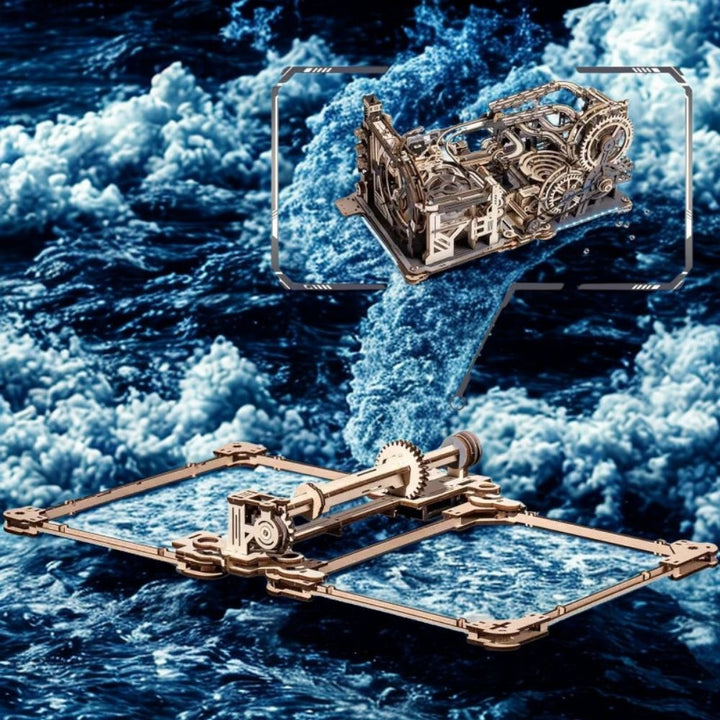 Mechanical model of a flying machine on a turbulent ocean background